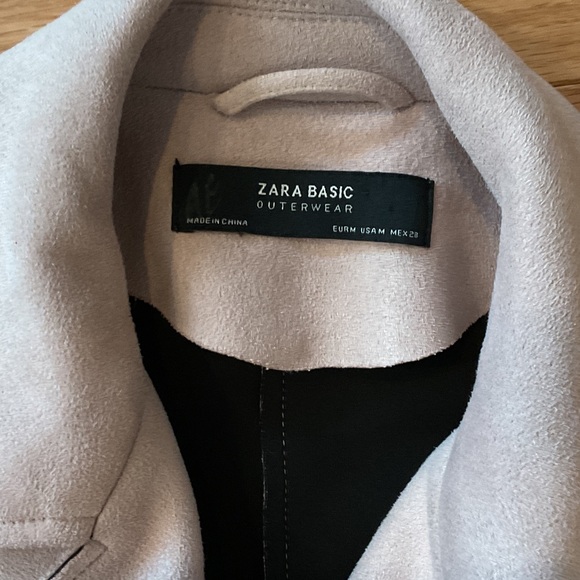 Zara Basic NWOT Blush Pink Biker Jacket zippers belt medium faux suede boho - Picture 7 of 11